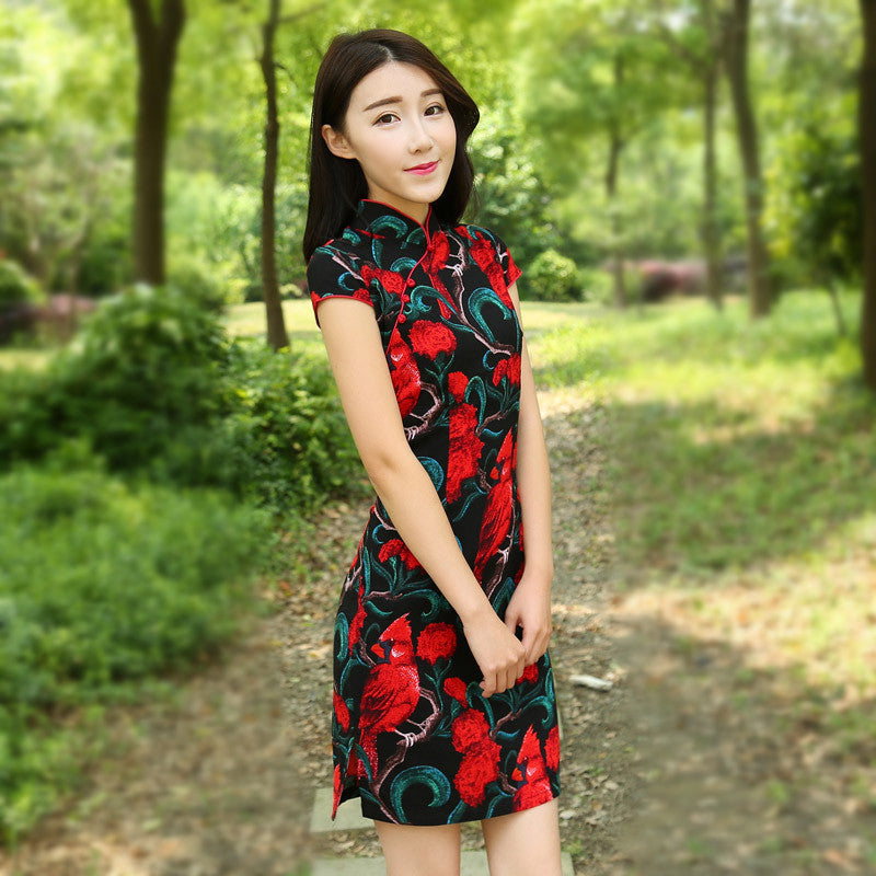 Chinese cheongsam dress cheongsam โ side view
