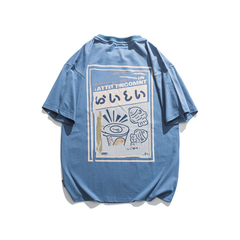 Anime Cartoon Print Off Shoulder Short-sleeved T-shirt — scale reference