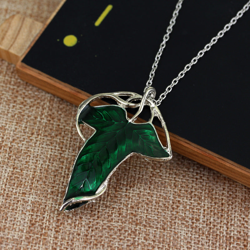 Lord of the Rings Elven Jewelry 3-Piece Set — Evenstar Necklace, Evenstar Earrings & Elven Leaf Necklace (agent — side view