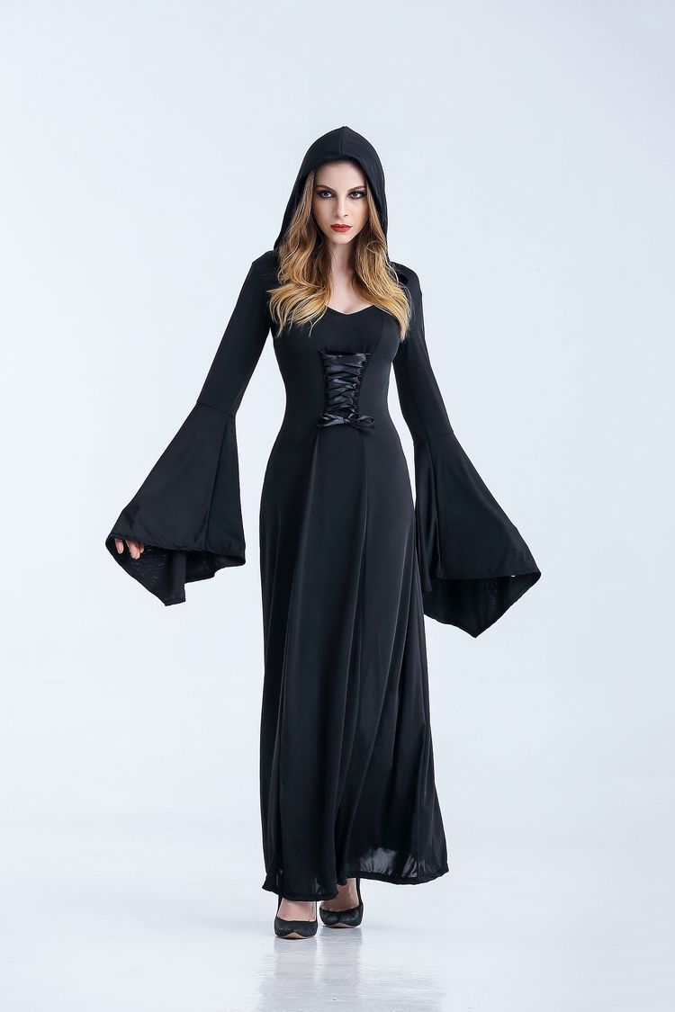 Cosplay Hooded Vampire Witch Demon Costume — side view