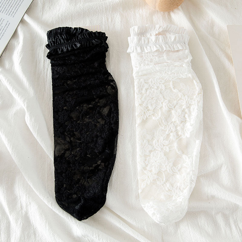 White Lolita Lace Socks Sweet Retro Calf | Magic Stories