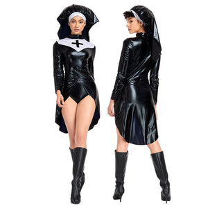 Cos Nun Costume Halloween PU Leather Punk | Magic Stories