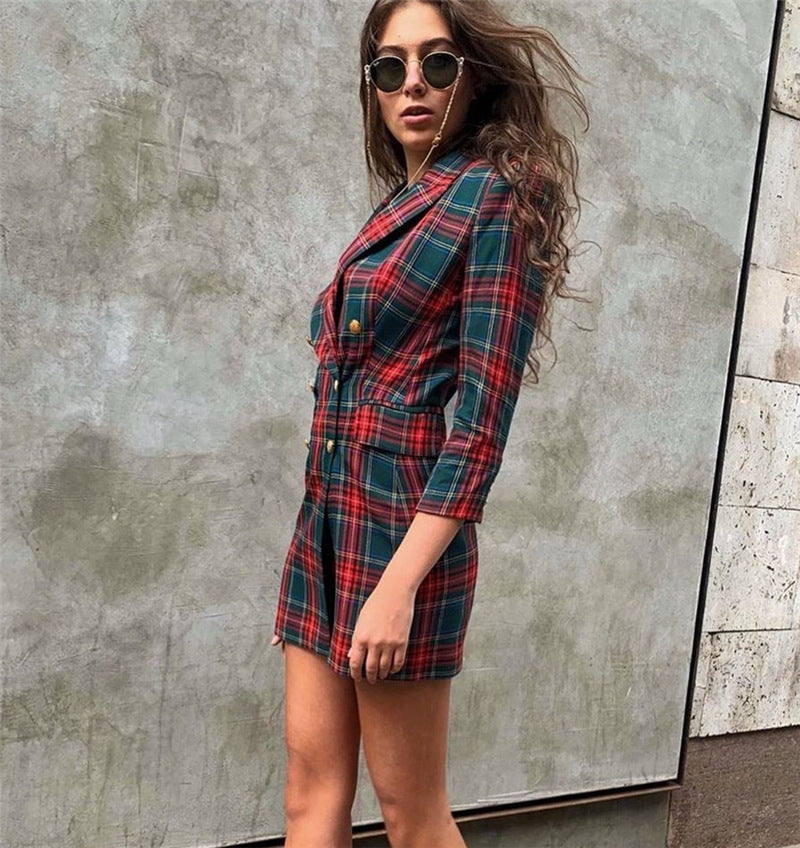 Check Suit Dress — back view