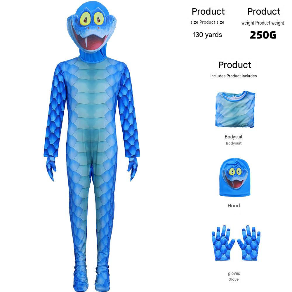 Zootopia 2 Snake Gary Cosplay Costume Blue Snake Jumpsuit For Kids And Adults Halloween Role-Playing Outfit — side view