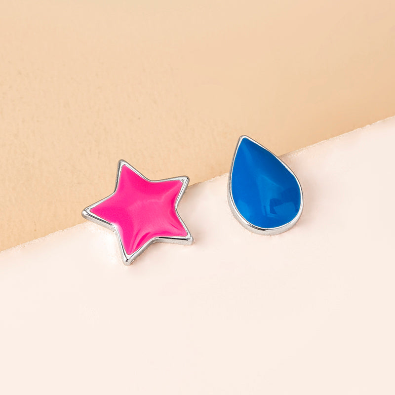 Cosplay Anime Hunter x Hunter Hisoka Earrings Enamel Teardrop Star Stud Earrings — back view