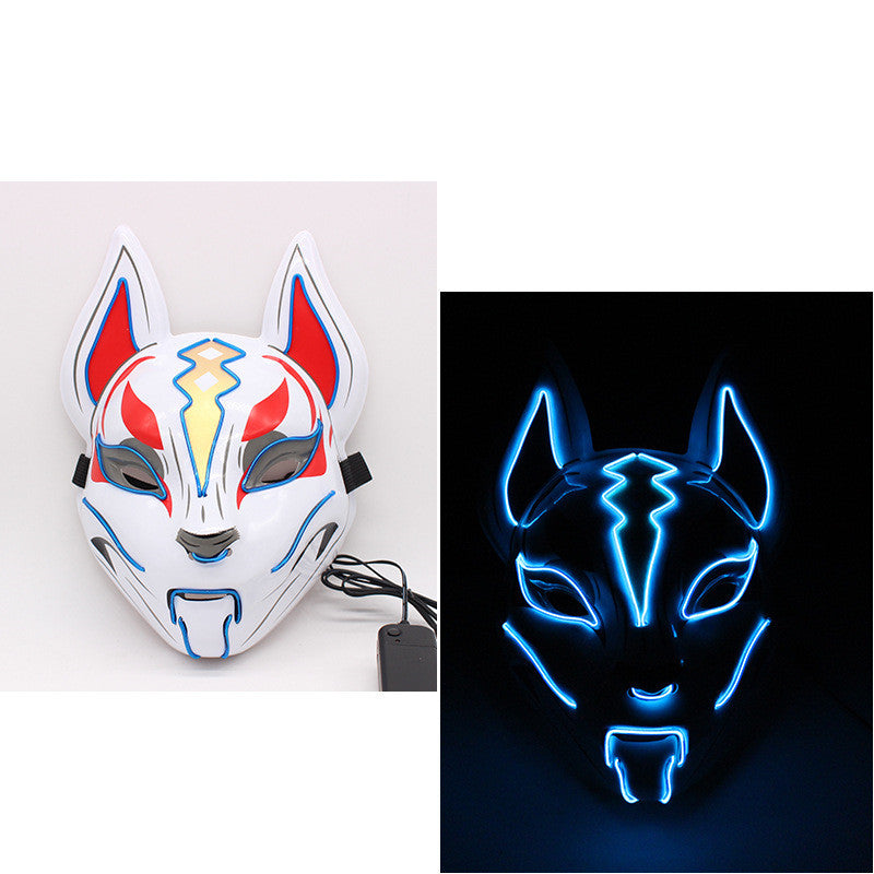 Glowing Cat Face Mask For Women Demon Slayer Cold Light Fox Mask Masquerade Cosplay Props Bar Haunted House — detail
