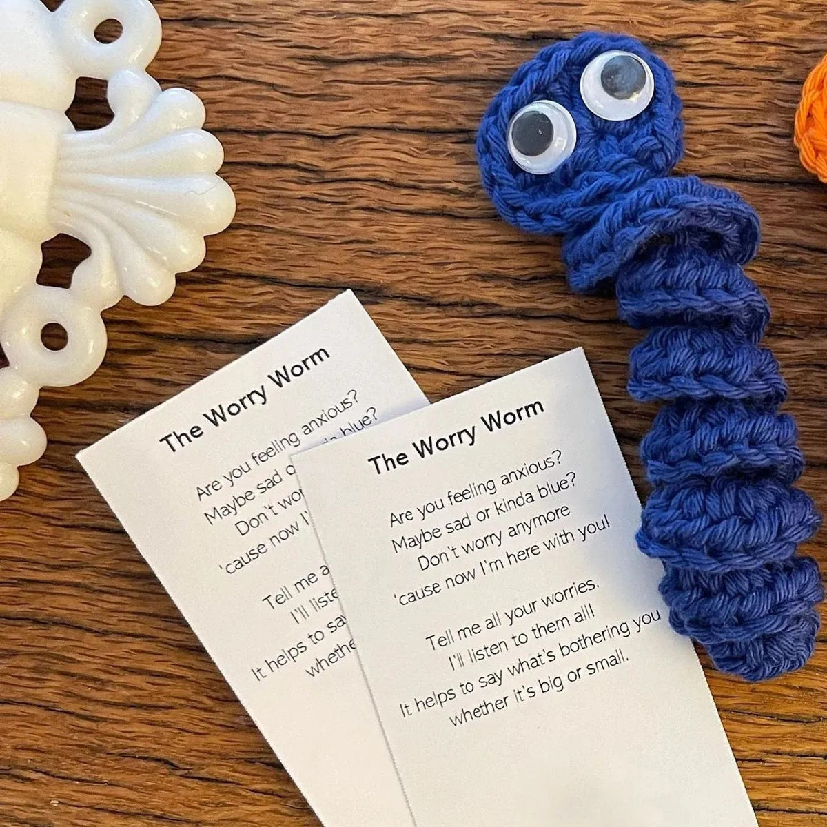 Worried About Worm Knitted Plush Gifts Plush Toy — back view