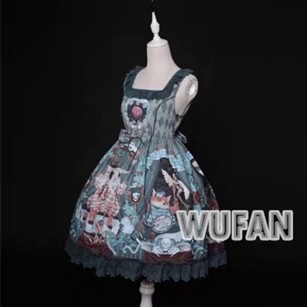 Amoi Deformity Show Lolita Retro Palace Lace Girl Op Lolita Dress — detail