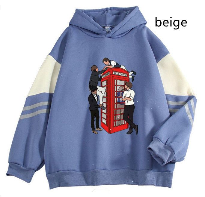 New Cartoon Anime Long Sleeve Casual Loose Contrast Color Hoodie โ packaging