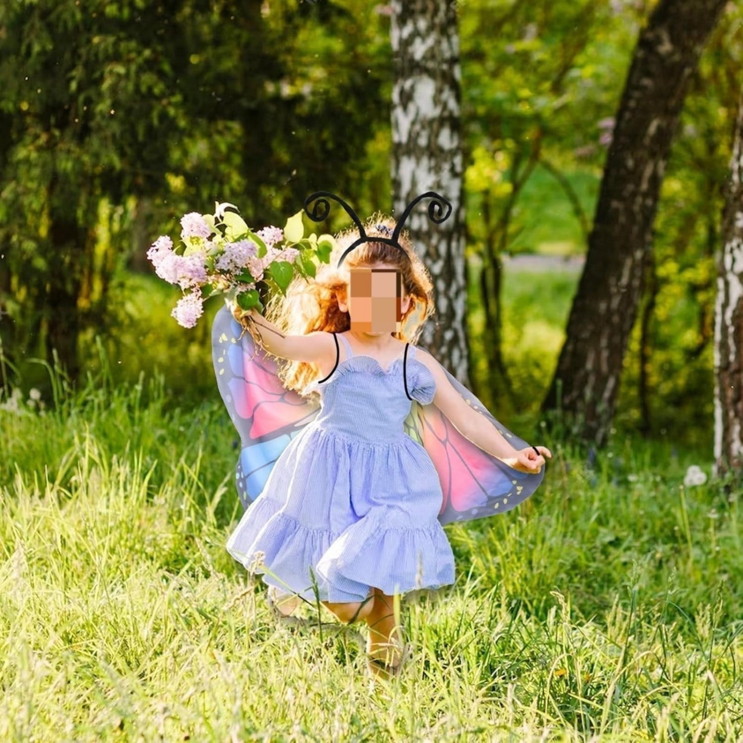 Butterfly Wings Set, 3-Piece Butterfly Costume With Wings, Antenna Headband, And Colorful Tulle Skirt—A Magical — packaging