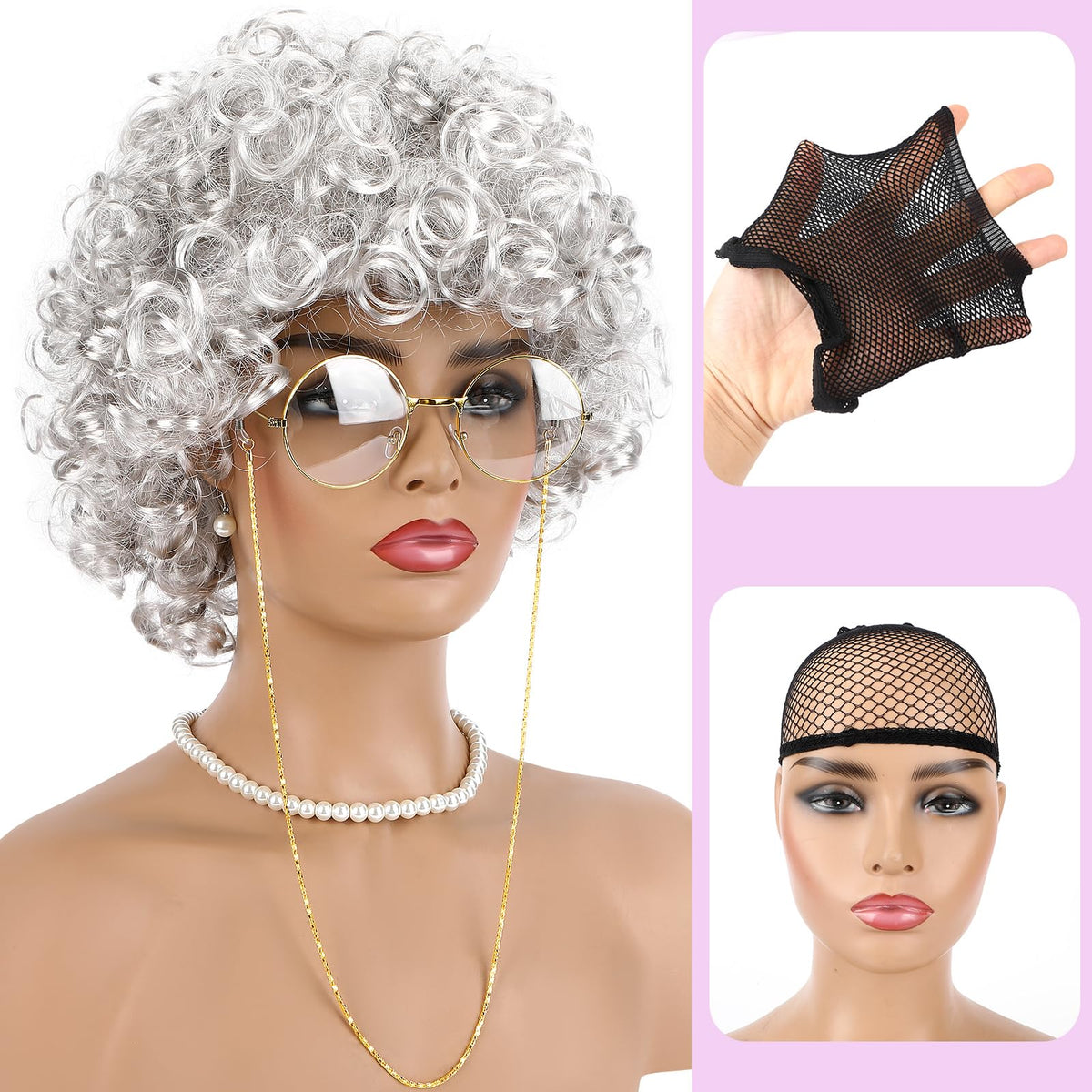 Old Lady Costume Granny Grandma Gran Fancy Dress Cosplay Women Kids — in use