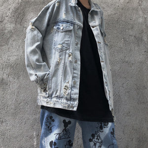 Cartoon Anime Loose Hip-Hop Ripped Denim | Magic Stories