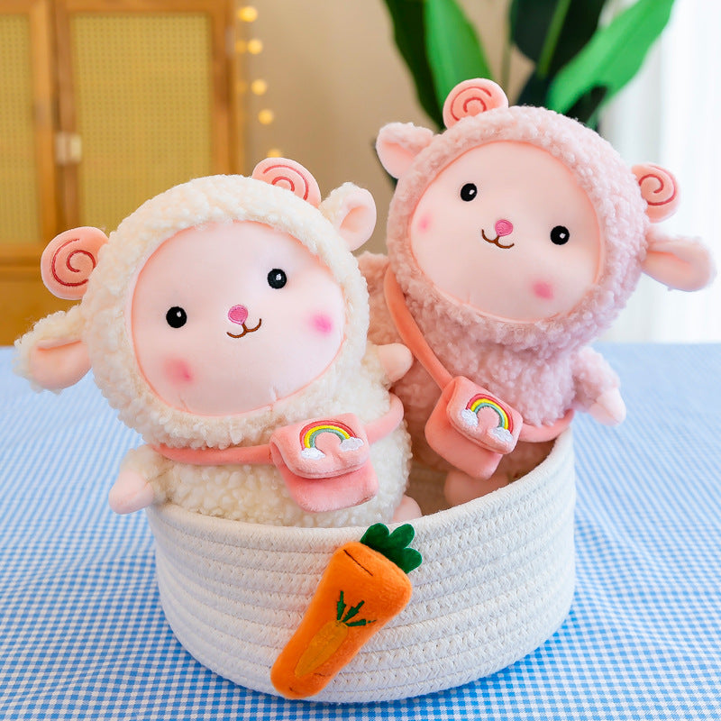 Backpack Lamb Doll Plush Toy — back view