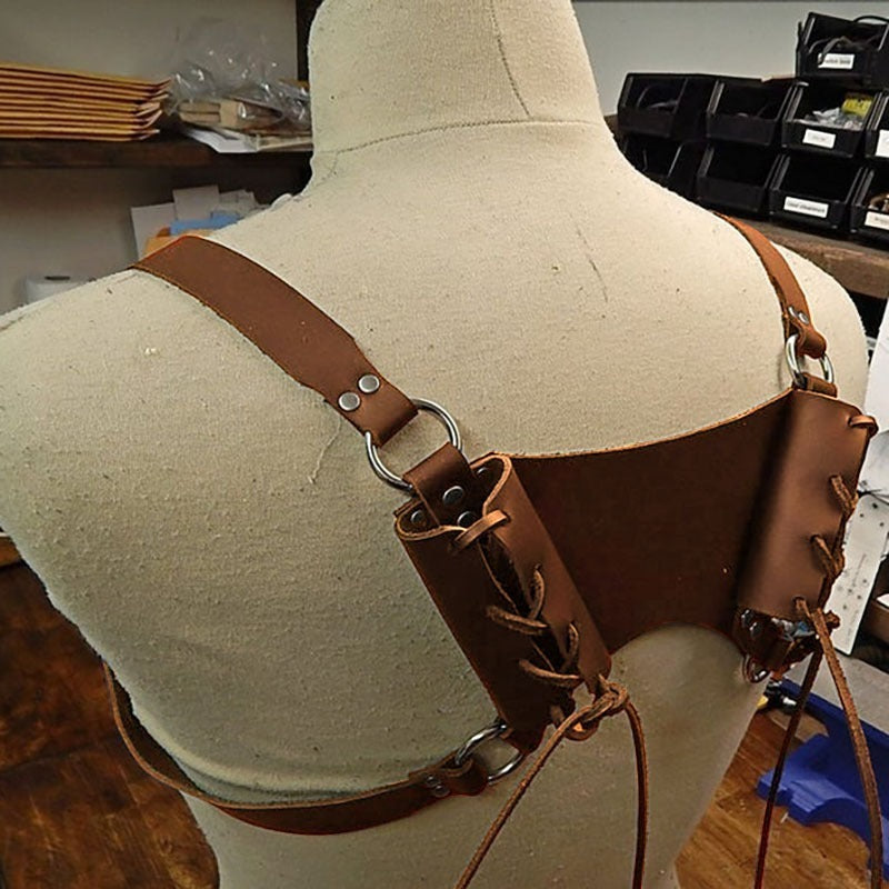 Medieval Warrior Back PU Leather Shoulder Stage Performance COSPLAY Photography Photo Props
