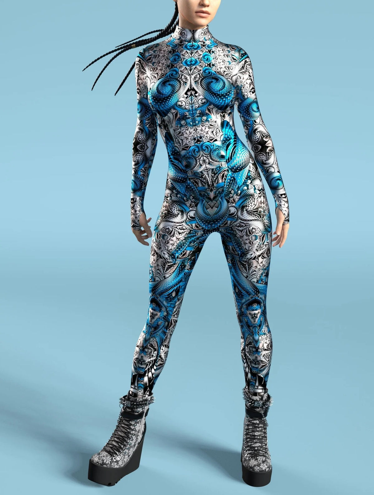 Video Game Pattern Digital Printing Cosplay Cosplay Clothes Tight Jumpsuit — detail