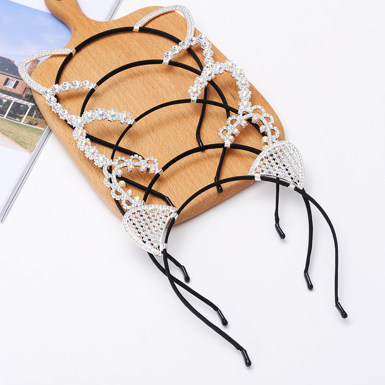 Cute Handmade Diamond Little Devil Cat Ear Headband — detail