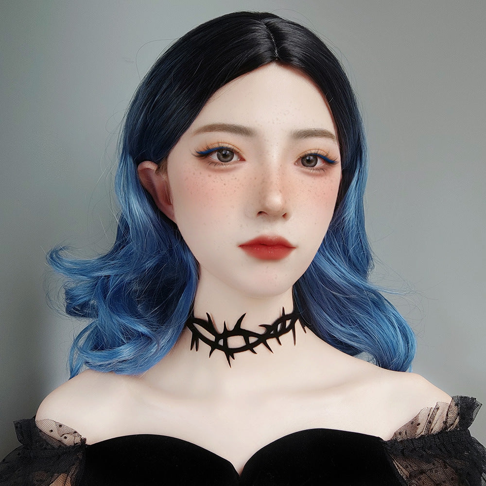 Witch Complete Look 3-Piece — Dark Witch Costume, Pointed Wool Felt Hat & Thorns Necklace — side view