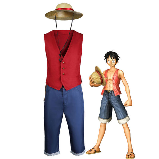 One Piece Monkey D. Luffy Vest Fullset Cosplay Costume — Luffy Cosplay