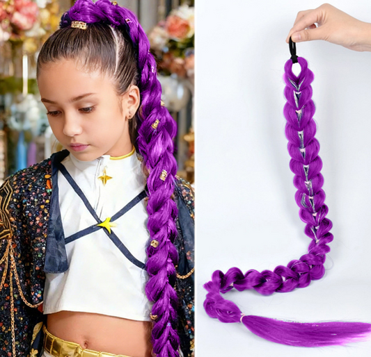 Cross-border Foreign Trade European And American Wigs, Witch Hunt Team, Rumi Ponytail, Colorful Elastic Rope Braided — KPop Demon Hunters Costume Guide 2026