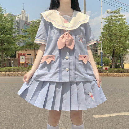 Cute Kindergarten JK Uniform Suit Summer Sailor Suit — back view