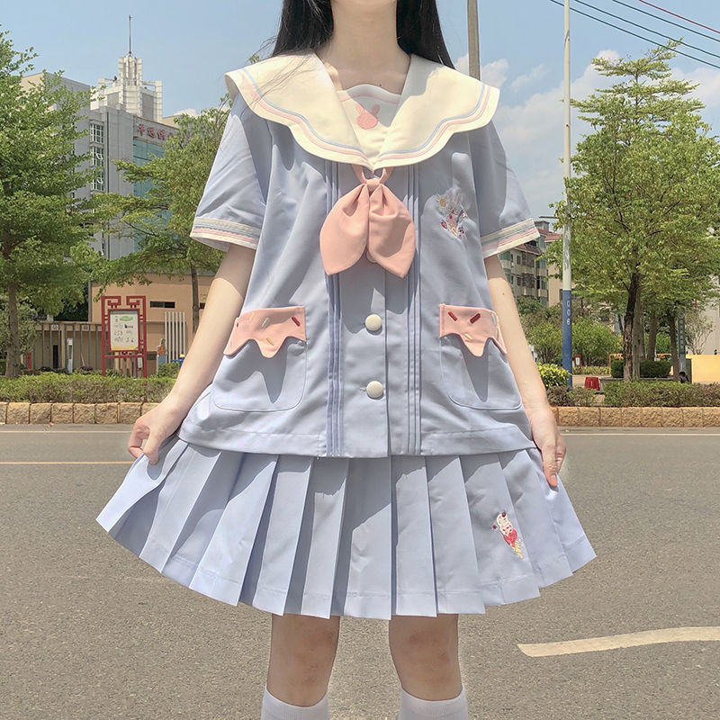 Cute Kindergarten JK Uniform Suit Summer Sailor Suit — back view