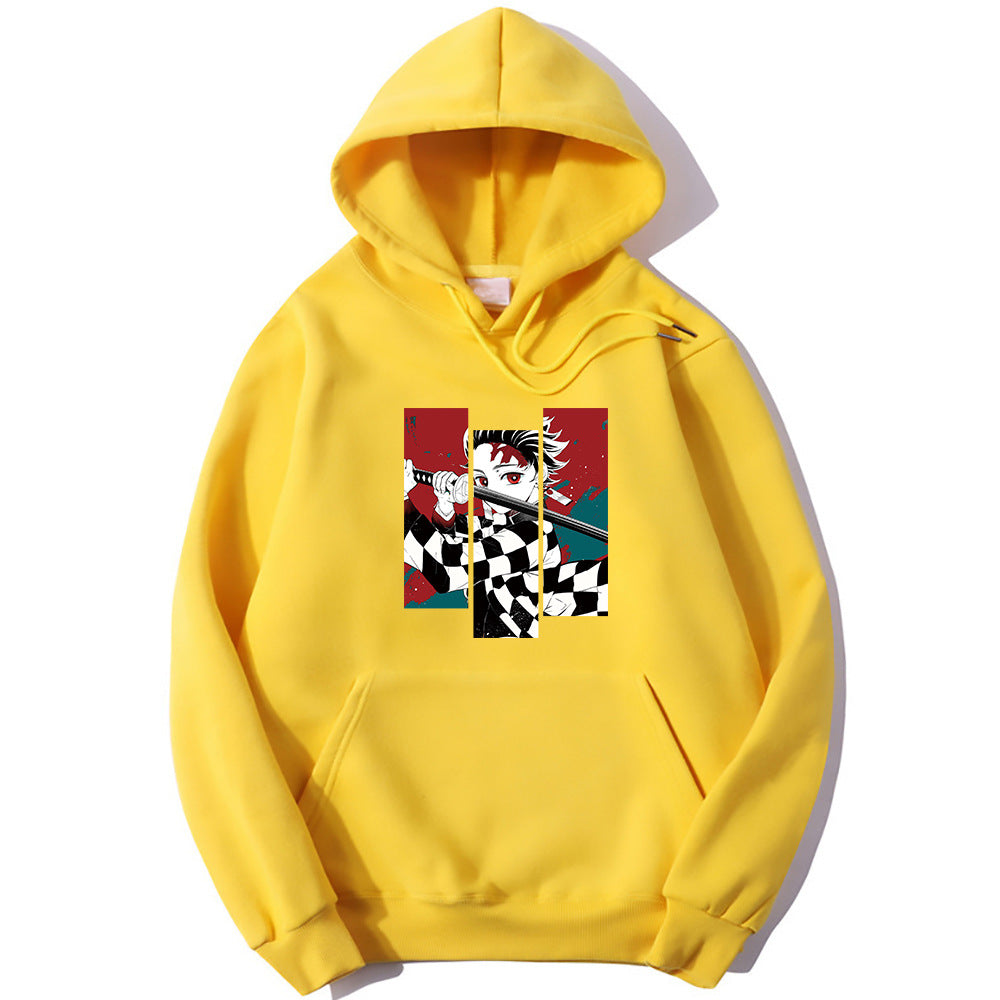 Anime Print Men's And Women's Hoodies Harajuku Street Fashion Hooded Sweatshirt — back view