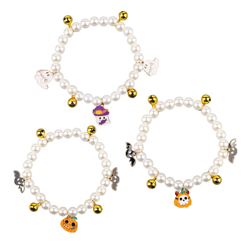Pet Pearl Necklace - Halloween — side view