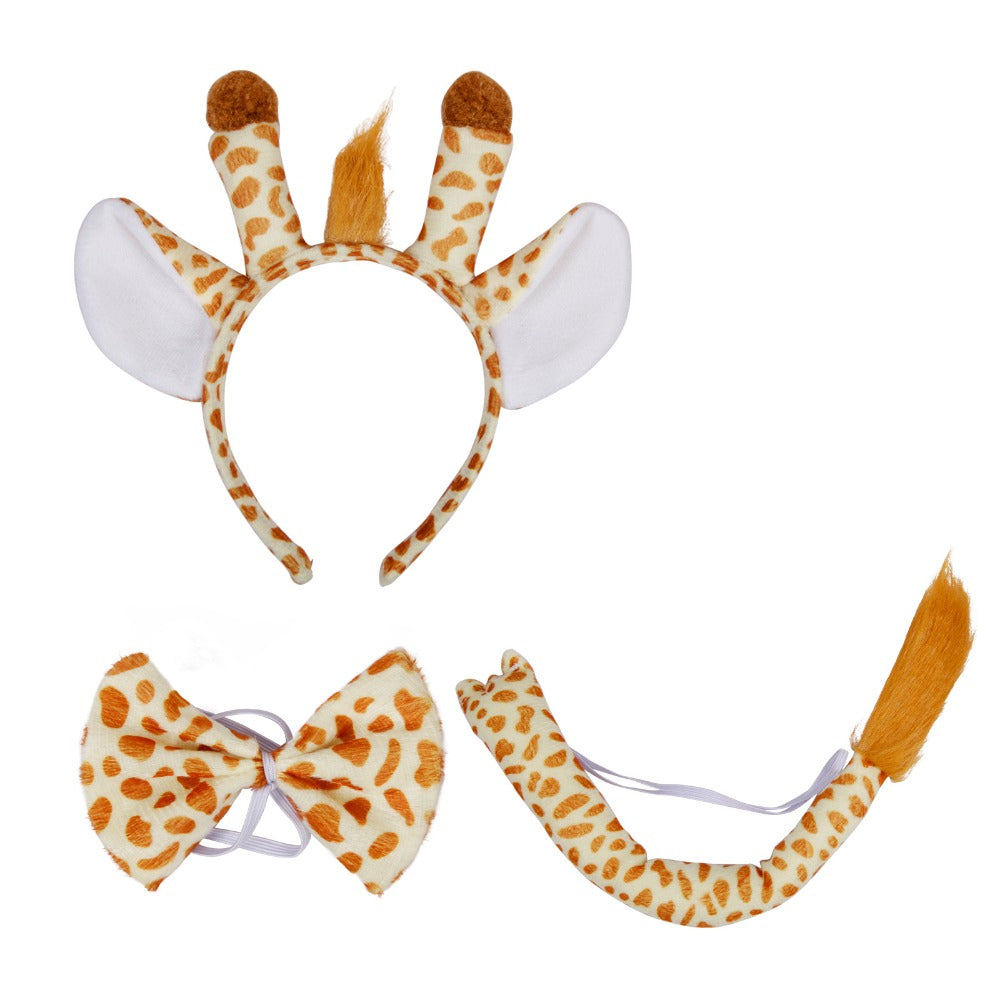 Giraffe Costume Set: Headband With Ears And Horns, Bow Tie, And Tail