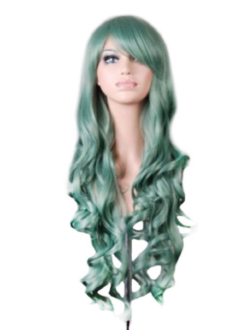 Mermaid Anime Cosplay Wig Dark Red Long Curly Hair — detail
