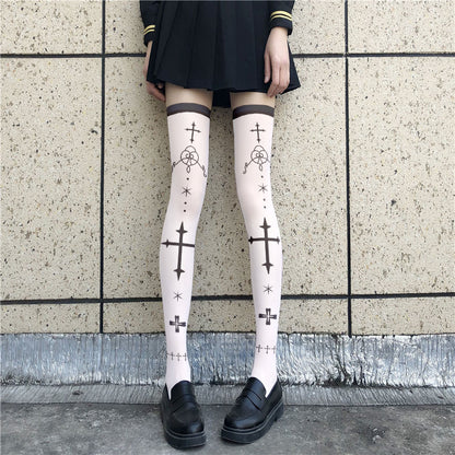 Printed Stockings Thin Female Lolita Over | Magic Stories