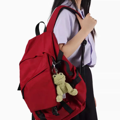Frog Schoolbag Pendant Keychain Cute Plush Doll — back view