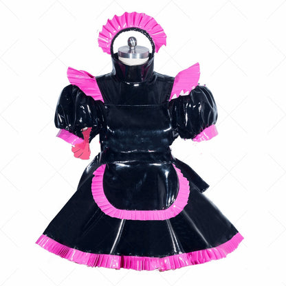 Maid Cosplay Dress In Black Patent Leather | Magic Stories