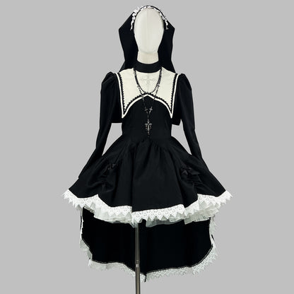 Dark-style Embroidered Halloween Nun Costume | Magic Stories