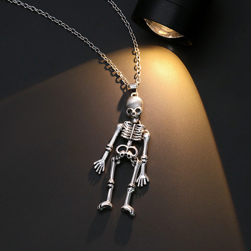 Vampire Night Look 3-Piece — Black Vampire Fantasy Dress, Hooded Gown Cloak & Skull Bat Pendant Necklace — side view