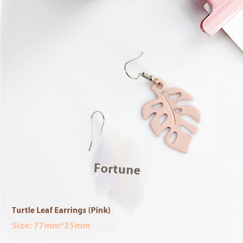 Harajuku Style Earrings Fashion Personality Monstera — side view