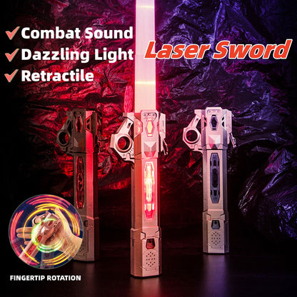 Cosplay Sword Prop 3-Piece — PU Leather Back Twin Swords, Hanging Sword Set & RGB Retractable Lightsaber — side view