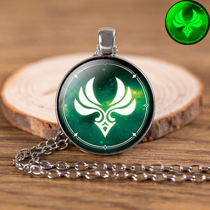 Genshin Impact Glow In The Dark Necklace Glass Pendant Luminous Necklaces — scale reference