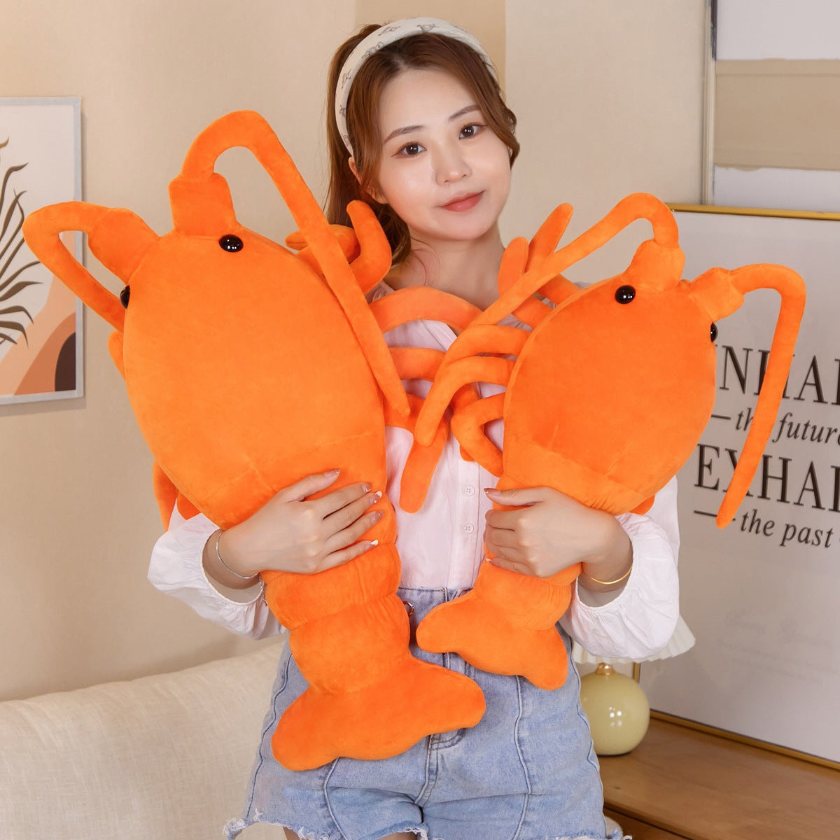Orange Lobster Large Pillow Plush Toy Grab | Magic Stories