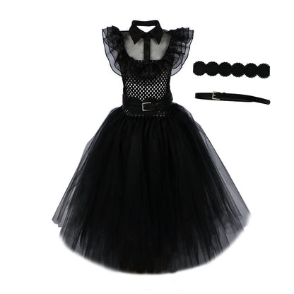 Girls' Mesh Dress Halloween Cosplay Costume — side view
