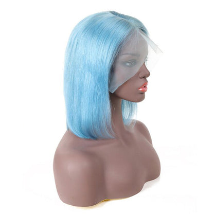 Human Hair Bob Wigs Green Short Bob Wig — side view