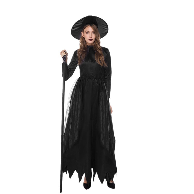 Halloween Fashion Black Witch Costume Suit — detail