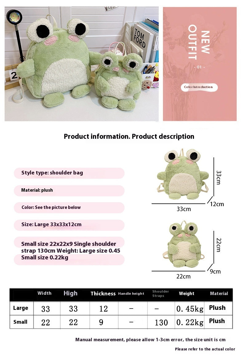 Soft And Adorable Frog Doll Plush Bag