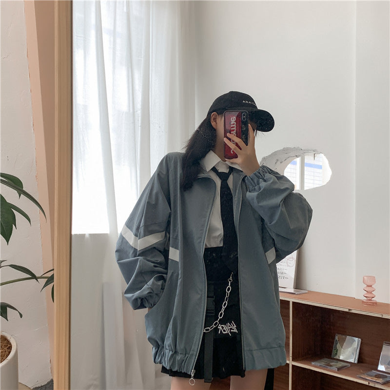Fall Jacket Casual Loose Jacket Baseball Uniform — back view