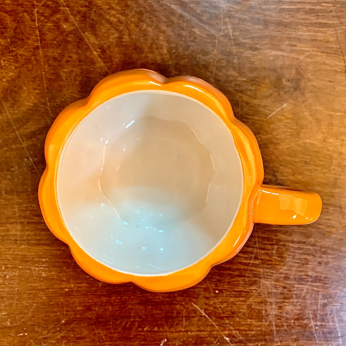 Ceramic Halloween Pumpkin Mug — scale reference