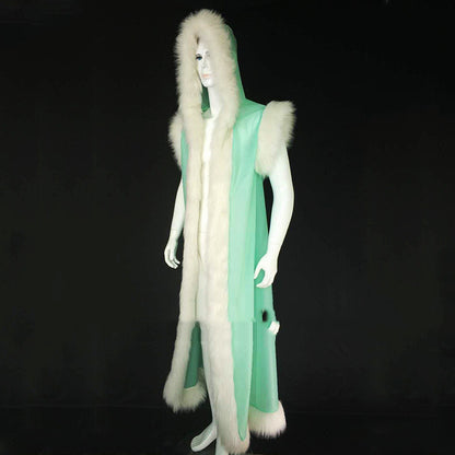 Long Pu Leather Fur Stitching Performance Costume Cosplay Anime — packaging