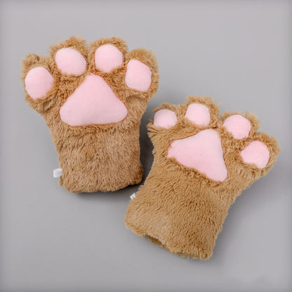 Japanese Cute Adorable Plush Cosplay Performance Props Net Red Cat Paw Gloves — side view