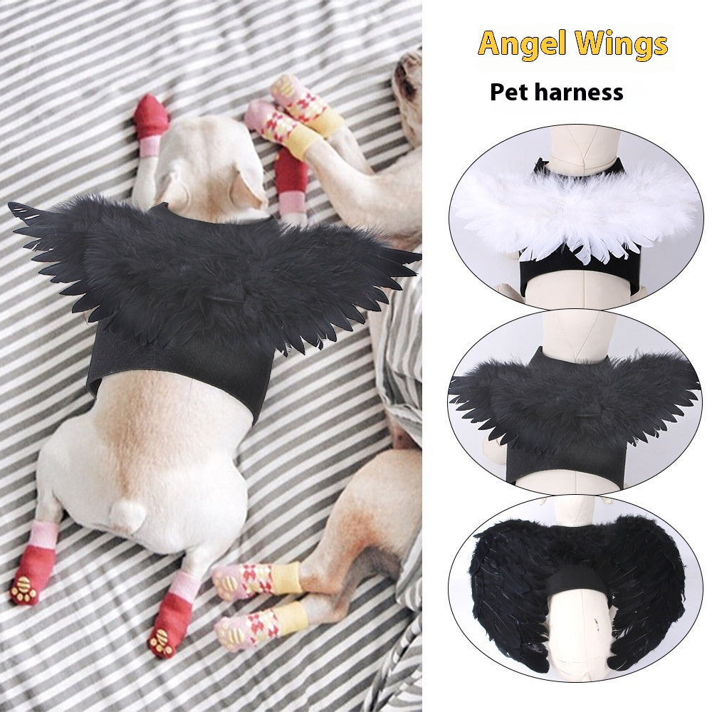 Halloween Angel Wings Pet's Chest-back Dog Pet Costume — back view