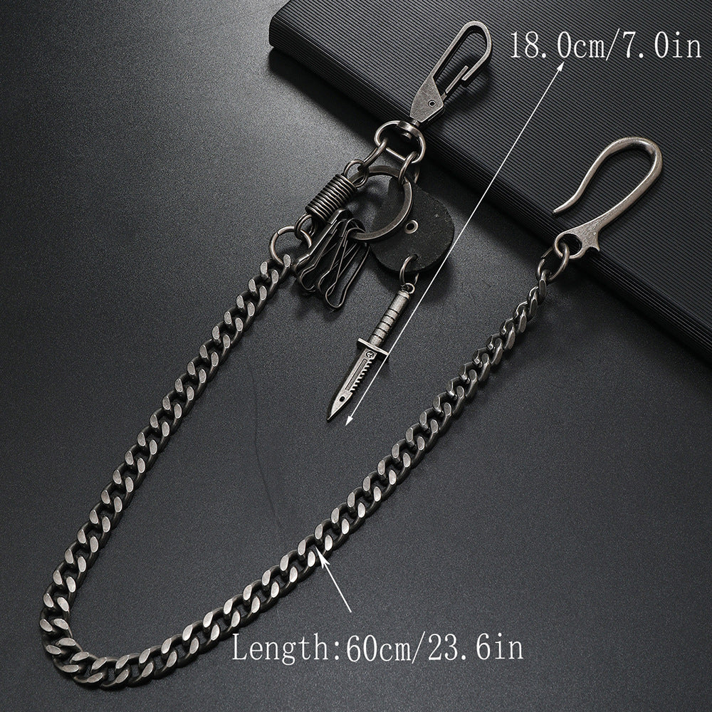 Ghost Bayonet Dagger Pendant Jeans Waist Chain — detail