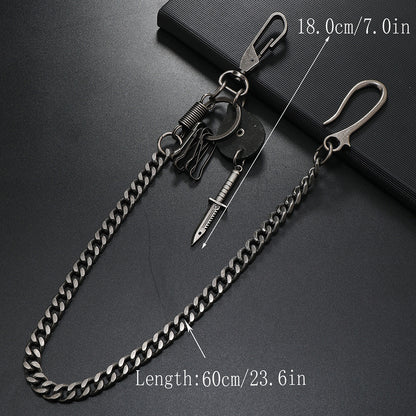 Ghost Bayonet Dagger Pendant Jeans Waist Chain — detail