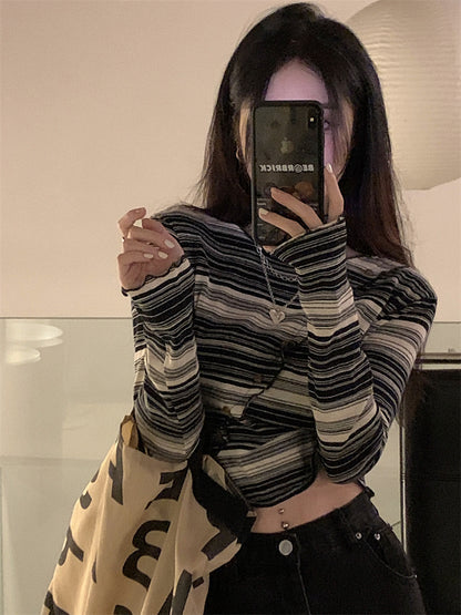 Cropped Top Striped Autumn Hip Hop Women's | Magic Stories